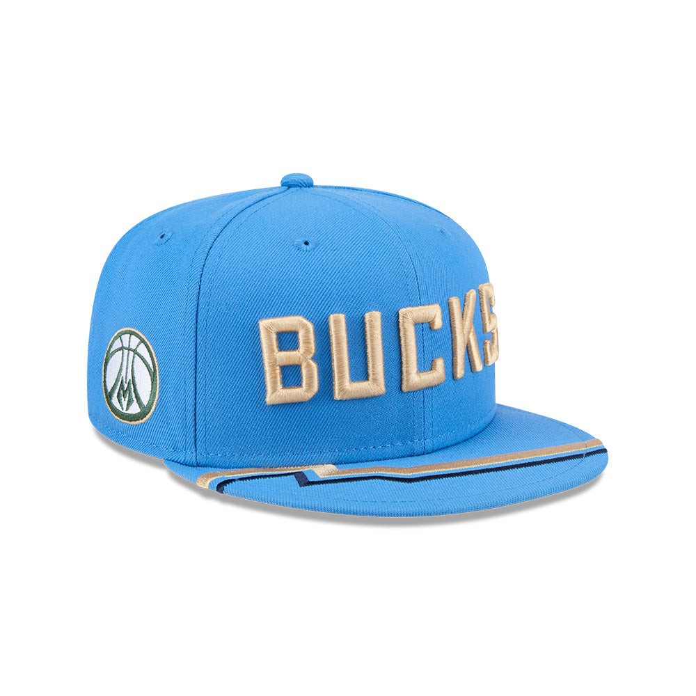 Milwaukee Bucks Hat - NBA 2024-2025 City Edition Blue 9Fifty Snapback Cap - New Era
